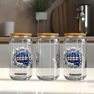 Cape Verde Flag Fist Power Stone Wall Break Graphic Glass Can Cabo Verde Strong Roots National Pride TS02 Print Your Wear