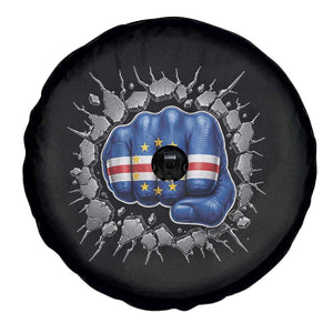 Cape Verde Flag Fist Power Stone Wall Break Graphic Spare Tire Cover Cabo Verde Strong Roots National Pride TS02 Print Your Wear