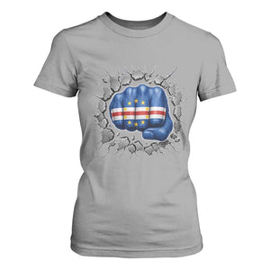 Cape Verde Flag Fist Power Stone Wall Break Graphic T Shirt For Women Cabo Verde Strong Roots National Pride TS02 Sport Gray Print Your Wear