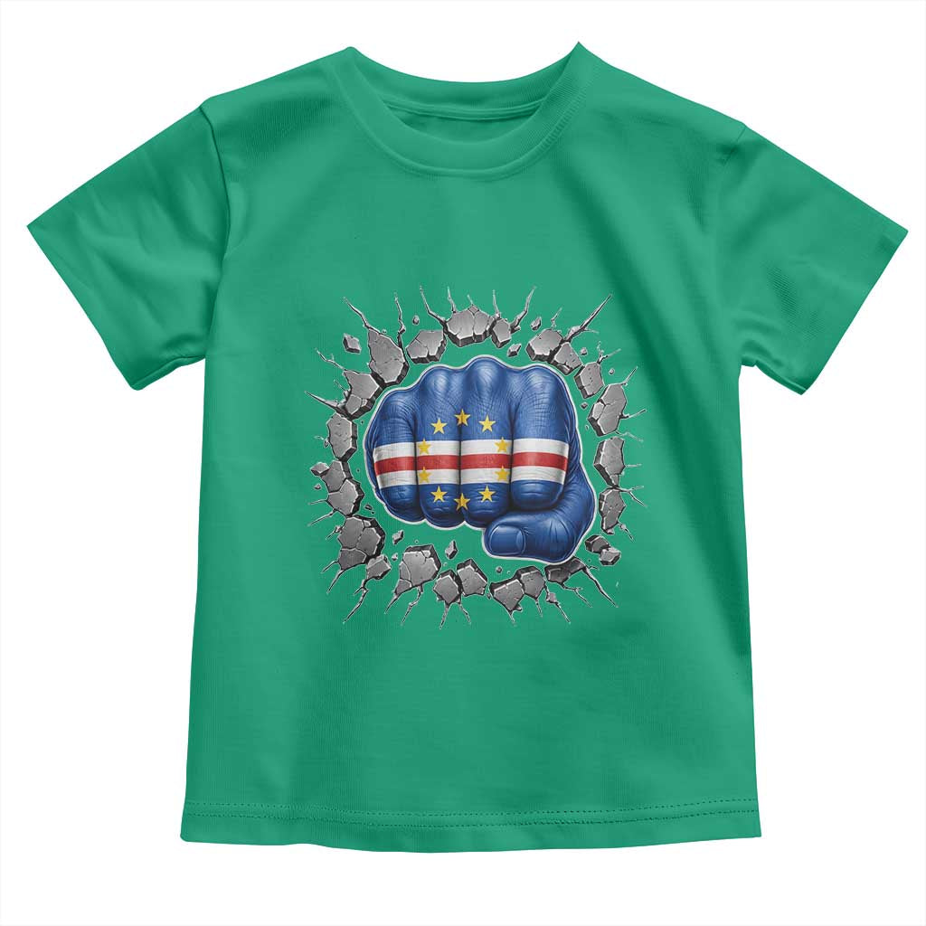 Cape Verde Flag Fist Power Stone Wall Break Graphic Toddler T Shirt Cabo Verde Strong Roots National Pride TS02 Irish Green Print Your Wear