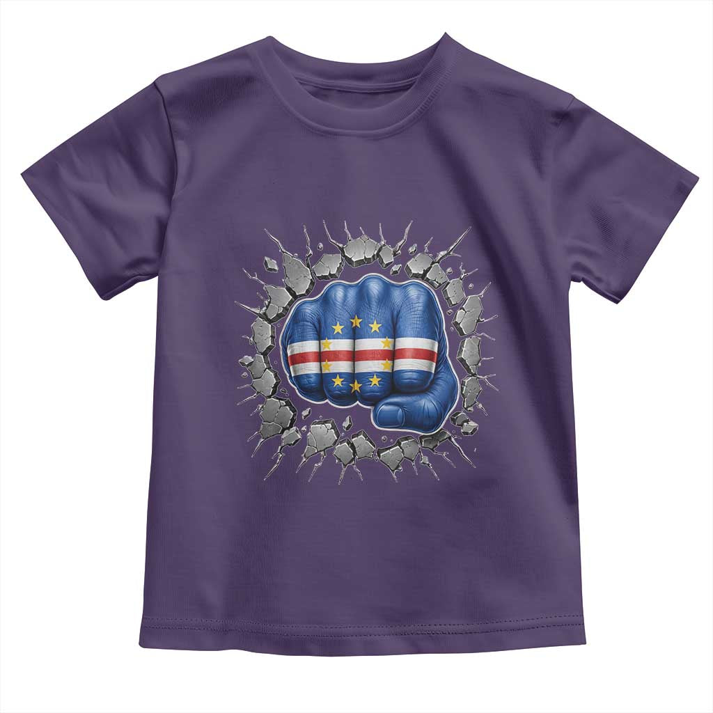 Cape Verde Flag Fist Power Stone Wall Break Graphic Toddler T Shirt Cabo Verde Strong Roots National Pride TS02 Purple Print Your Wear