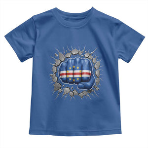 Cape Verde Flag Fist Power Stone Wall Break Graphic Toddler T Shirt Cabo Verde Strong Roots National Pride TS02 Royal Blue Print Your Wear