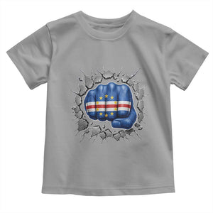 Cape Verde Flag Fist Power Stone Wall Break Graphic Toddler T Shirt Cabo Verde Strong Roots National Pride TS02 Sport Gray Print Your Wear
