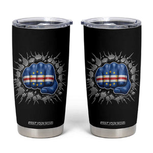 Cape Verde Flag Fist Power Stone Wall Break Graphic Tumbler Cup Cabo Verde Strong Roots National Pride TS02 Black Print Your Wear