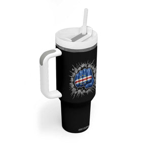 Cape Verde Flag Fist Power Stone Wall Break Graphic Tumbler With Handle Cabo Verde Strong Roots National Pride TS02 Print Your Wear