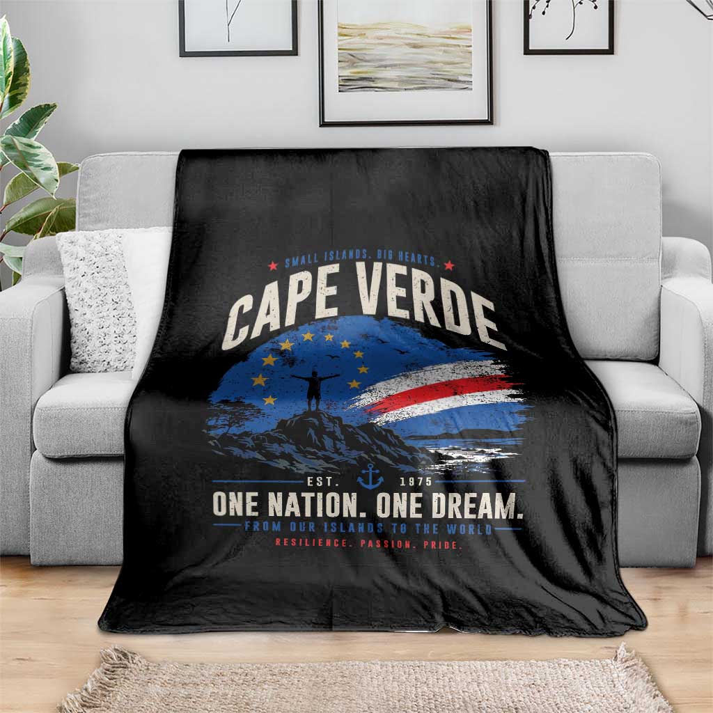 Cape Verde Small Islands Big Hearts Pride Throw Blanket Cabo Verde One Nation One Dream Distressed Flag TS02 Print Your Wear