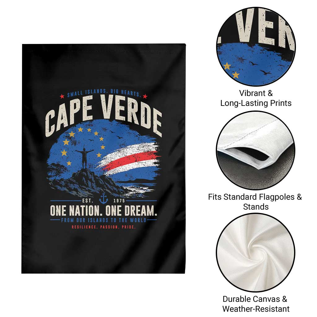 Cape Verde Small Islands Big Hearts Pride Garden Flag Cabo Verde One Nation One Dream Distressed Flag TS02 Print Your Wear