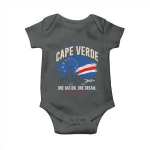 Cape Verde Small Islands Big Hearts Pride Baby Onesie Cabo Verde One Nation One Dream Distressed Flag TS02 Dark Heather Print Your Wear