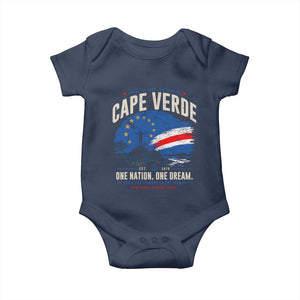 Cape Verde Small Islands Big Hearts Pride Baby Onesie Cabo Verde One Nation One Dream Distressed Flag TS02 Navy Print Your Wear