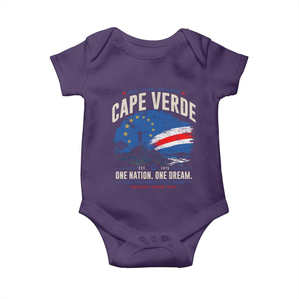 Cape Verde Small Islands Big Hearts Pride Baby Onesie Cabo Verde One Nation One Dream Distressed Flag TS02 Purple Print Your Wear