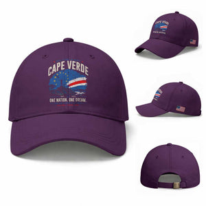Cape Verde Small Islands Big Hearts Pride Baseball Cap Cabo Verde One Nation One Dream Distressed Flag TS02 Baseball Cap Universal Fit Purple Print Your Wear