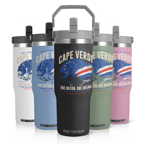Cape Verde Small Islands Big Hearts Pride Flip Straw Tumbler Cabo Verde One Nation One Dream Distressed Flag TS02 Print Your Wear
