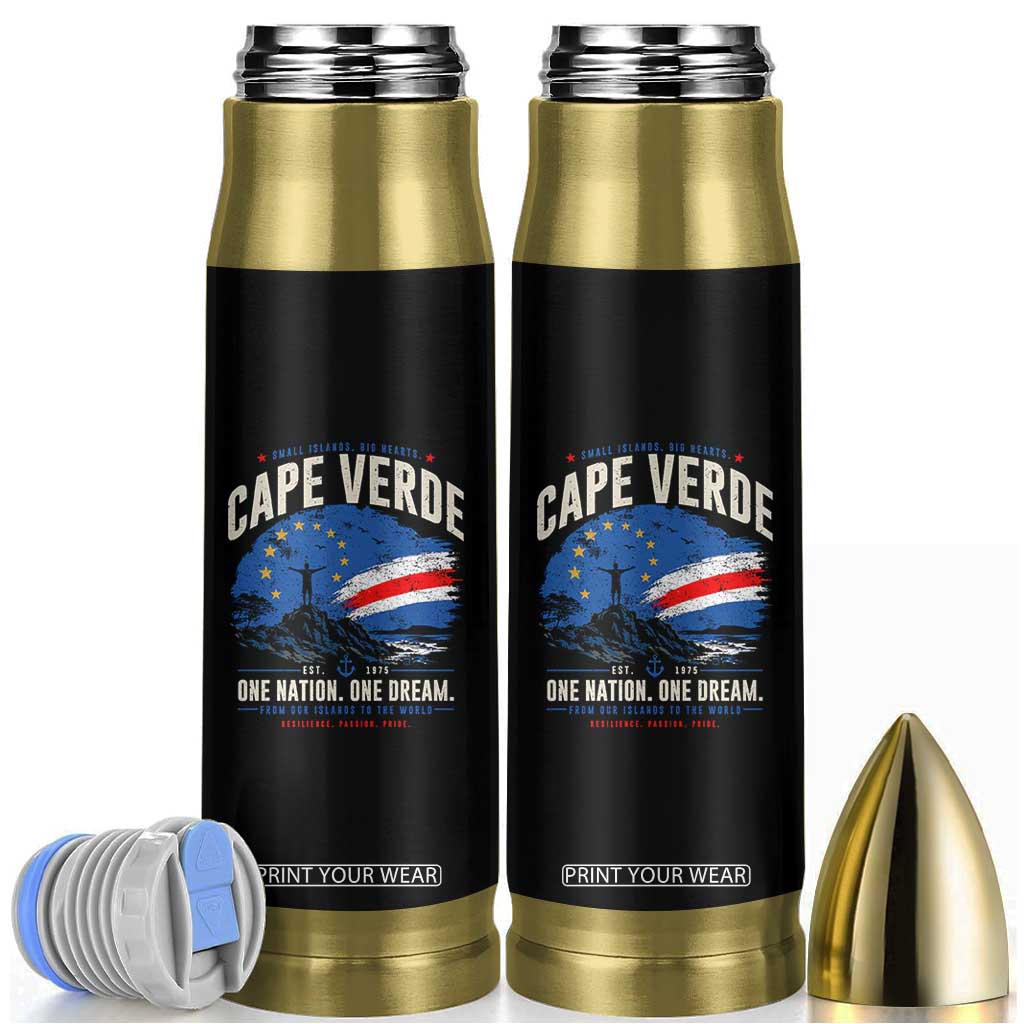 Cape Verde Small Islands Big Hearts Pride Bullet Tumbler Cabo Verde One Nation One Dream Distressed Flag TS02 Black Print Your Wear