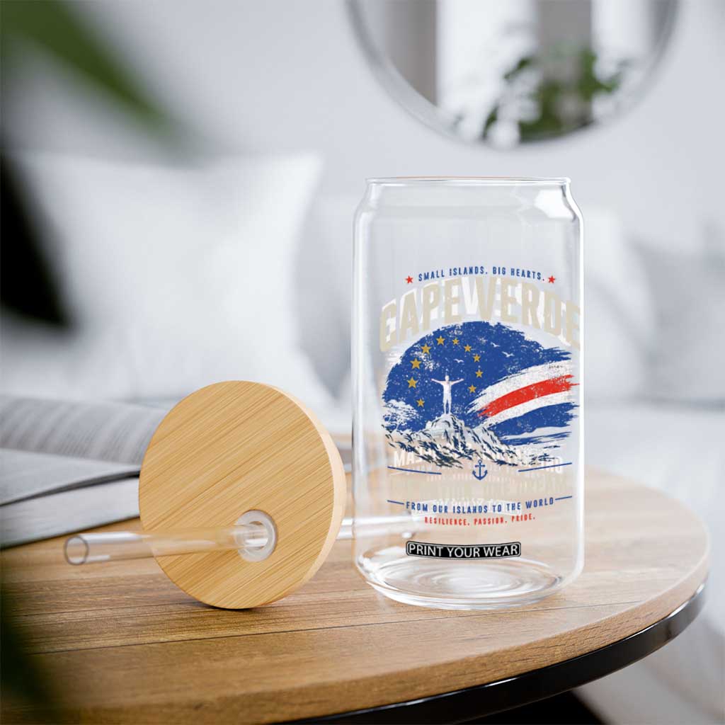 Cape Verde Small Islands Big Hearts Pride Glass Can Cabo Verde One Nation One Dream Distressed Flag TS02 Print Your Wear