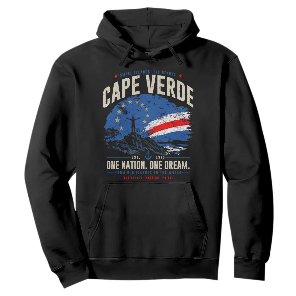 Cape Verde Small Islands Big Hearts Pride Hoodie Cabo Verde One Nation One Dream Distressed Flag TS02 Black Print Your Wear