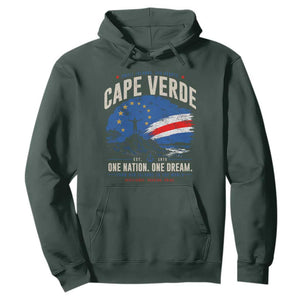 Cape Verde Small Islands Big Hearts Pride Hoodie Cabo Verde One Nation One Dream Distressed Flag TS02 Dark Forest Green Print Your Wear