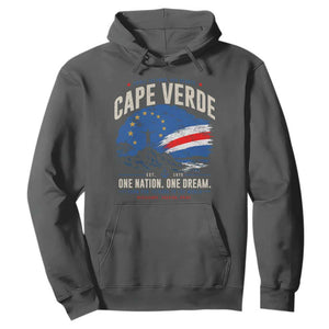 Cape Verde Small Islands Big Hearts Pride Hoodie Cabo Verde One Nation One Dream Distressed Flag TS02 Dark Heather Print Your Wear