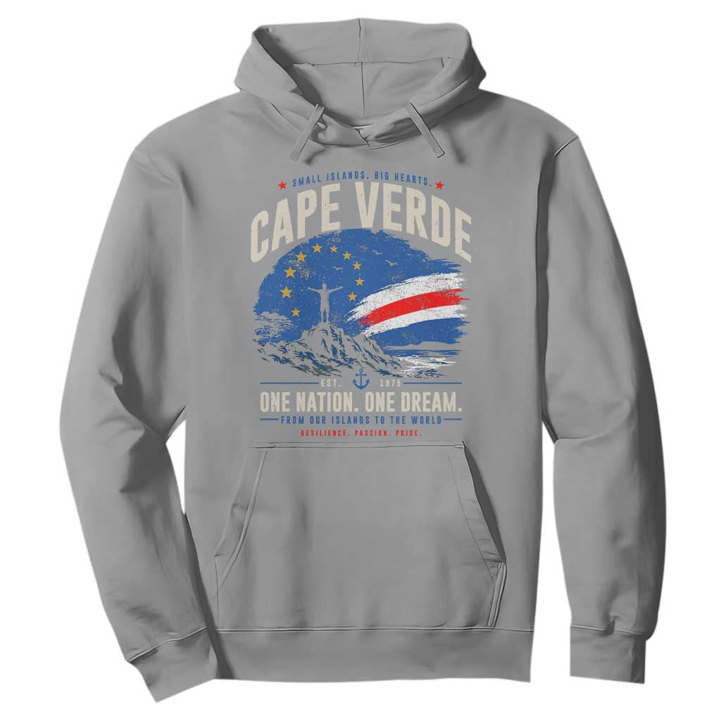 Cape Verde Small Islands Big Hearts Pride Hoodie Cabo Verde One Nation One Dream Distressed Flag TS02 Sport Gray Print Your Wear
