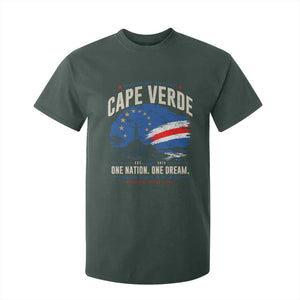 Cape Verde Small Islands Big Hearts Pride T Shirt For Kid Cabo Verde One Nation One Dream Distressed Flag TS02 Dark Forest Green Print Your Wear