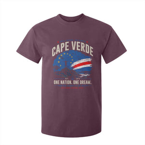 Cape Verde Small Islands Big Hearts Pride T Shirt For Kid Cabo Verde One Nation One Dream Distressed Flag TS02 Maroon Print Your Wear