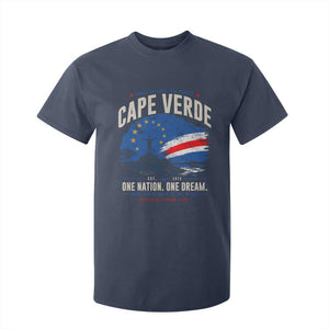 Cape Verde Small Islands Big Hearts Pride T Shirt For Kid Cabo Verde One Nation One Dream Distressed Flag TS02 Navy Print Your Wear