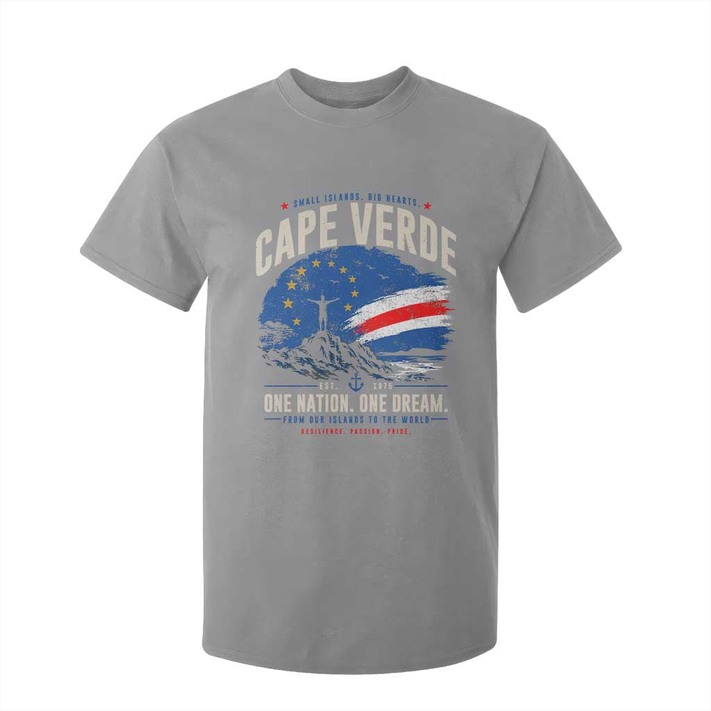 Cape Verde Small Islands Big Hearts Pride T Shirt For Kid Cabo Verde One Nation One Dream Distressed Flag TS02 Sport Gray Print Your Wear