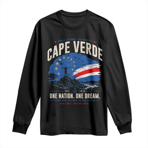 Cape Verde Small Islands Big Hearts Pride Long Sleeve Shirt Cabo Verde One Nation One Dream Distressed Flag TS02 Black Print Your Wear