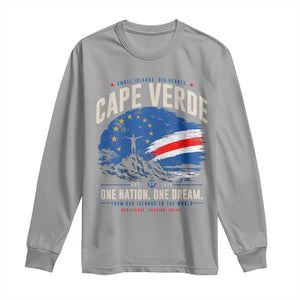 Cape Verde Small Islands Big Hearts Pride Long Sleeve Shirt Cabo Verde One Nation One Dream Distressed Flag TS02 Sport Gray Print Your Wear
