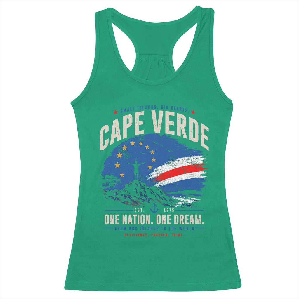 Cape Verde Small Islands Big Hearts Pride Racerback Tank Top Cabo Verde One Nation One Dream Distressed Flag TS02 Irish Green Print Your Wear