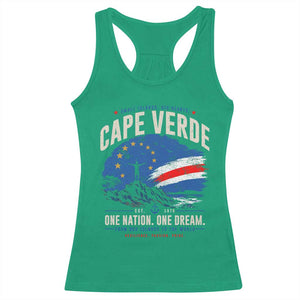 Cape Verde Small Islands Big Hearts Pride Racerback Tank Top Cabo Verde One Nation One Dream Distressed Flag TS02 Irish Green Print Your Wear