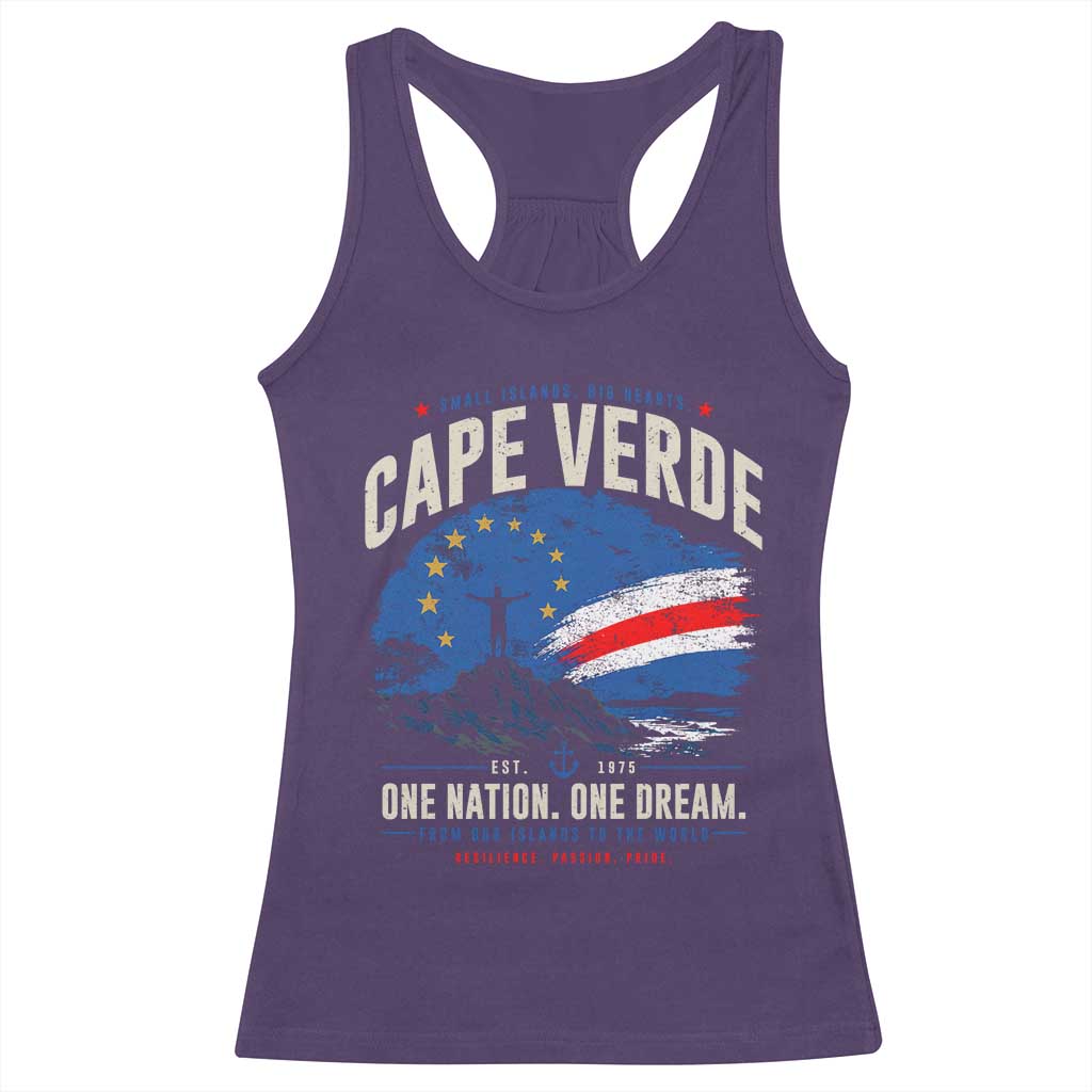 Cape Verde Small Islands Big Hearts Pride Racerback Tank Top Cabo Verde One Nation One Dream Distressed Flag TS02 Purple Print Your Wear