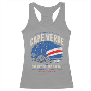Cape Verde Small Islands Big Hearts Pride Racerback Tank Top Cabo Verde One Nation One Dream Distressed Flag TS02 Sport Gray Print Your Wear