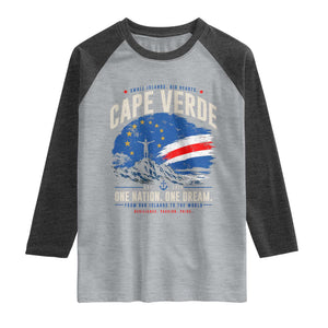 Cape Verde Small Islands Big Hearts Pride Raglan Shirt Cabo Verde One Nation One Dream Distressed Flag TS02 Heather Gray Heather Charcoal Print Your Wear