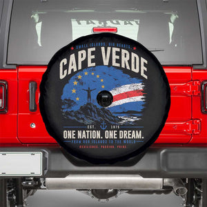 Cape Verde Small Islands Big Hearts Pride Spare Tire Cover Cabo Verde One Nation One Dream Distressed Flag TS02 Black Print Your Wear