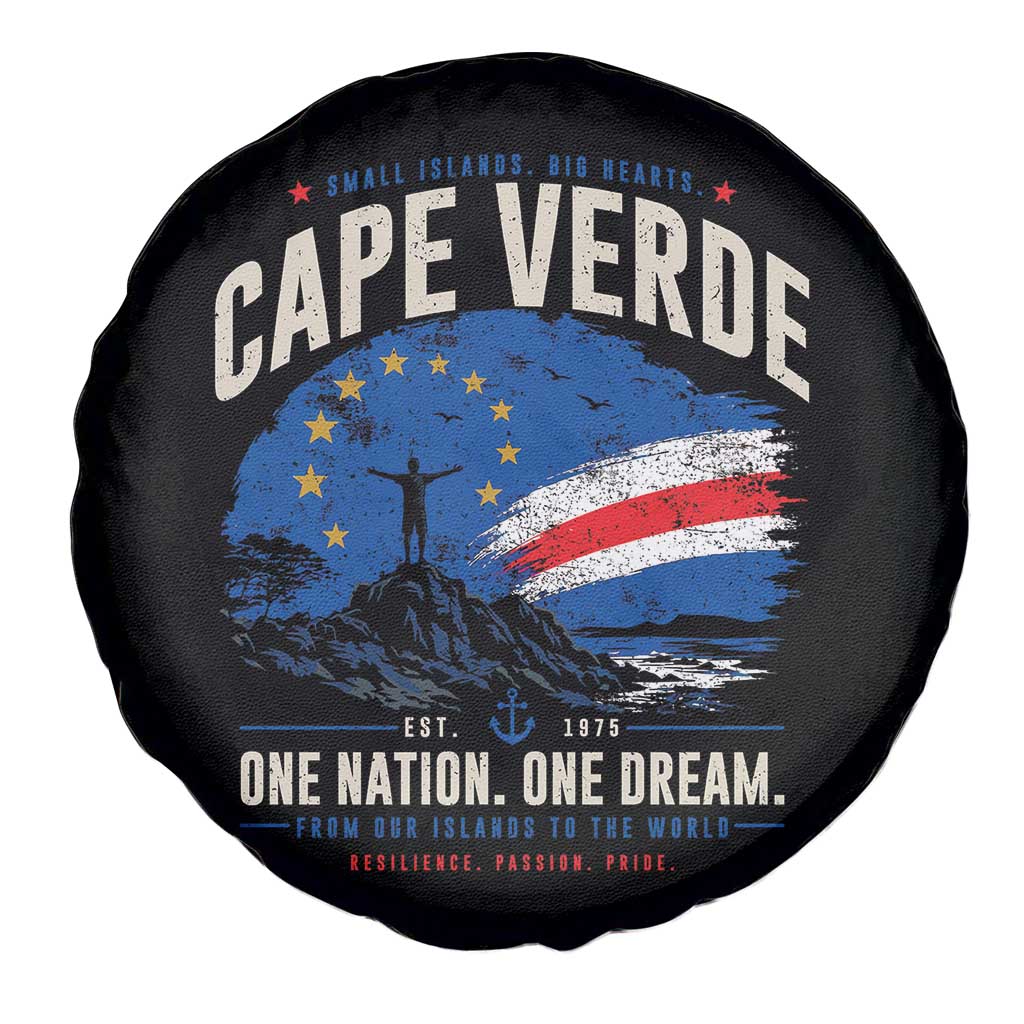 Cape Verde Small Islands Big Hearts Pride Spare Tire Cover Cabo Verde One Nation One Dream Distressed Flag TS02 Print Your Wear