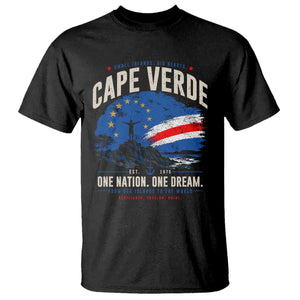Cape Verde Small Islands Big Hearts Pride T Shirt Cabo Verde One Nation One Dream Distressed Flag TS02 Black Print Your Wear