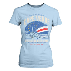 Cape Verde Small Islands Big Hearts Pride T Shirt For Women Cabo Verde One Nation One Dream Distressed Flag TS02 Light Blue Print Your Wear