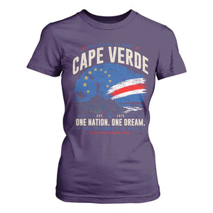 Cape Verde Small Islands Big Hearts Pride T Shirt For Women Cabo Verde One Nation One Dream Distressed Flag TS02 Purple Print Your Wear