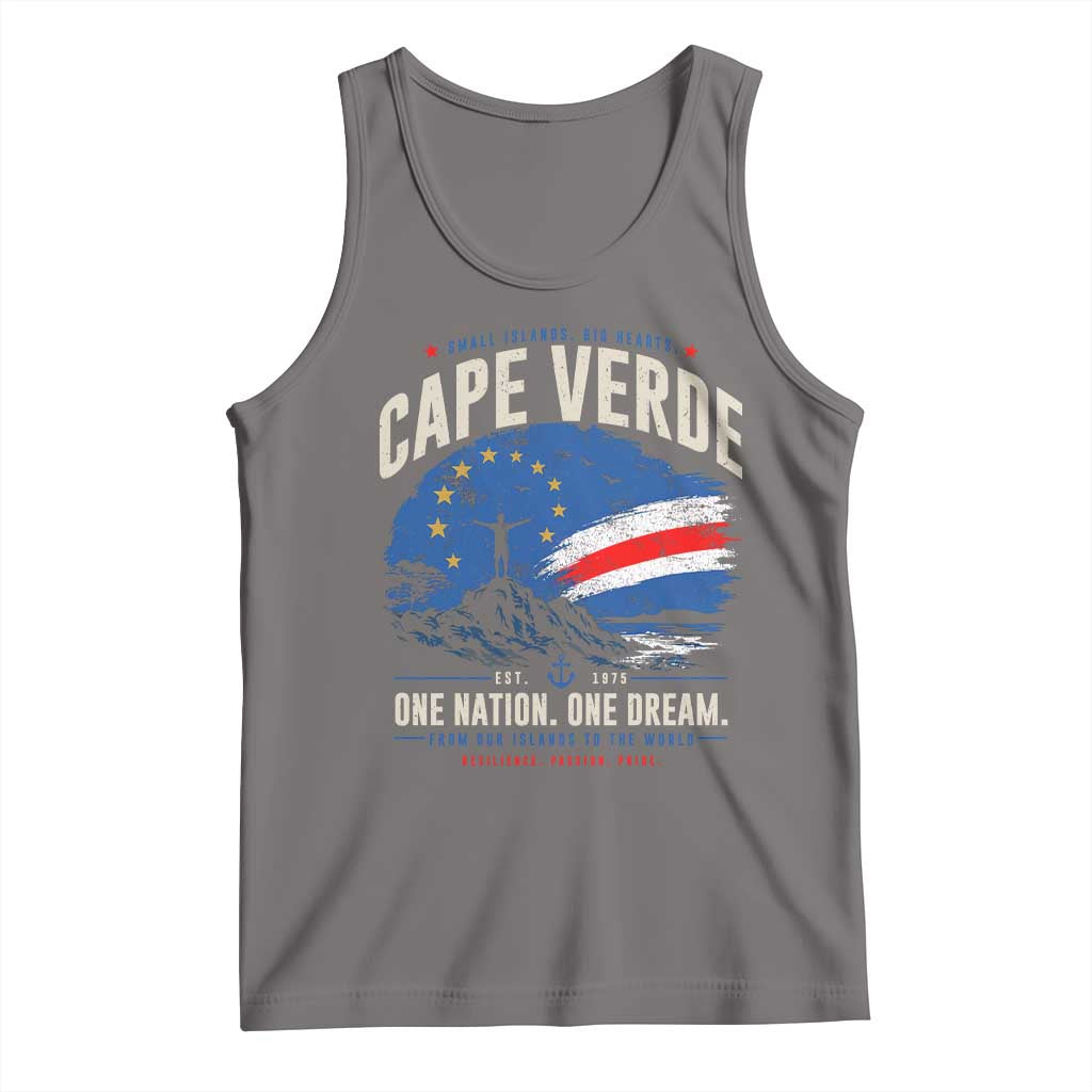 Cape Verde Small Islands Big Hearts Pride Tank Top Cabo Verde One Nation One Dream Distressed Flag TS02 Deep Heather Print Your Wear