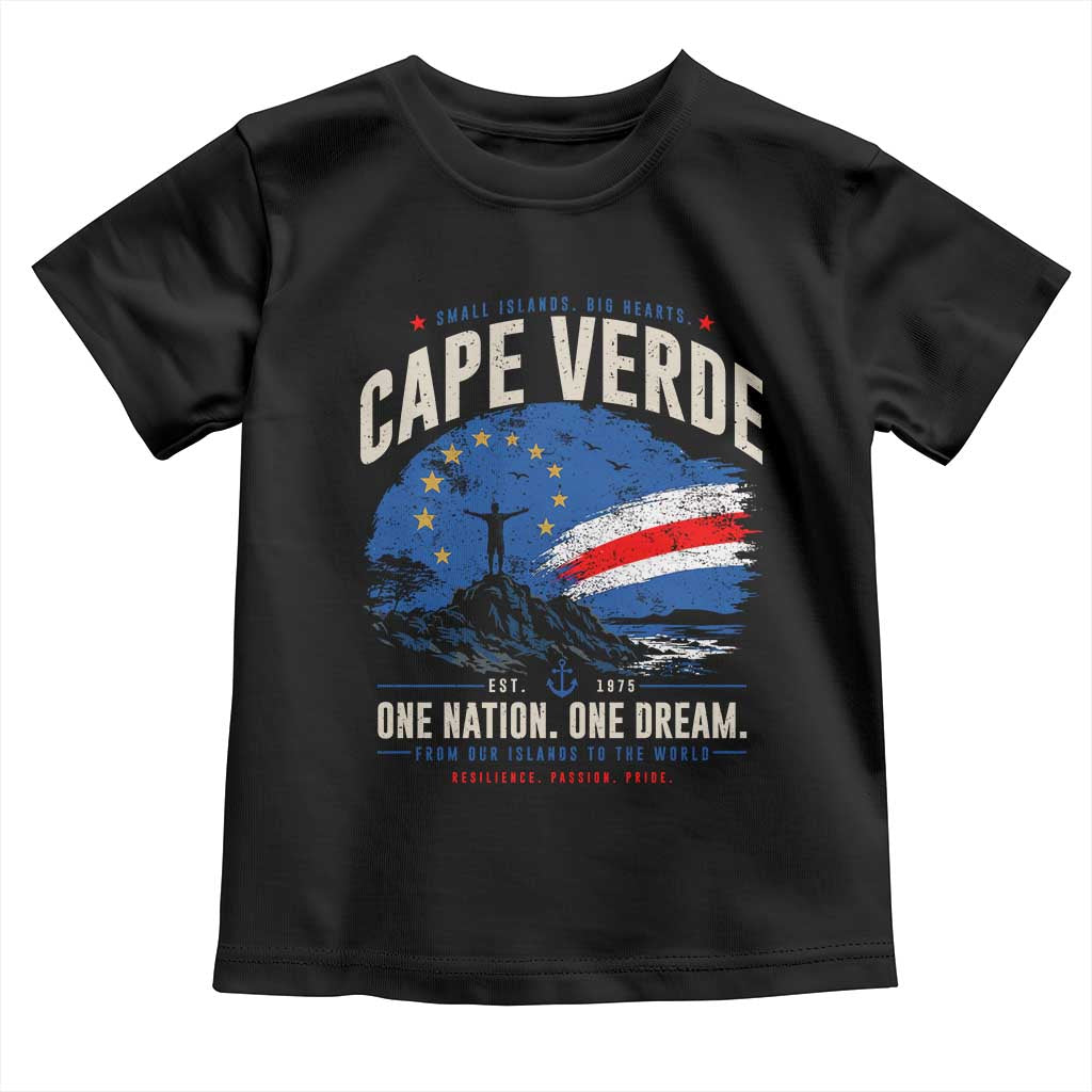Cape Verde Small Islands Big Hearts Pride Toddler T Shirt Cabo Verde One Nation One Dream Distressed Flag TS02 Black Print Your Wear