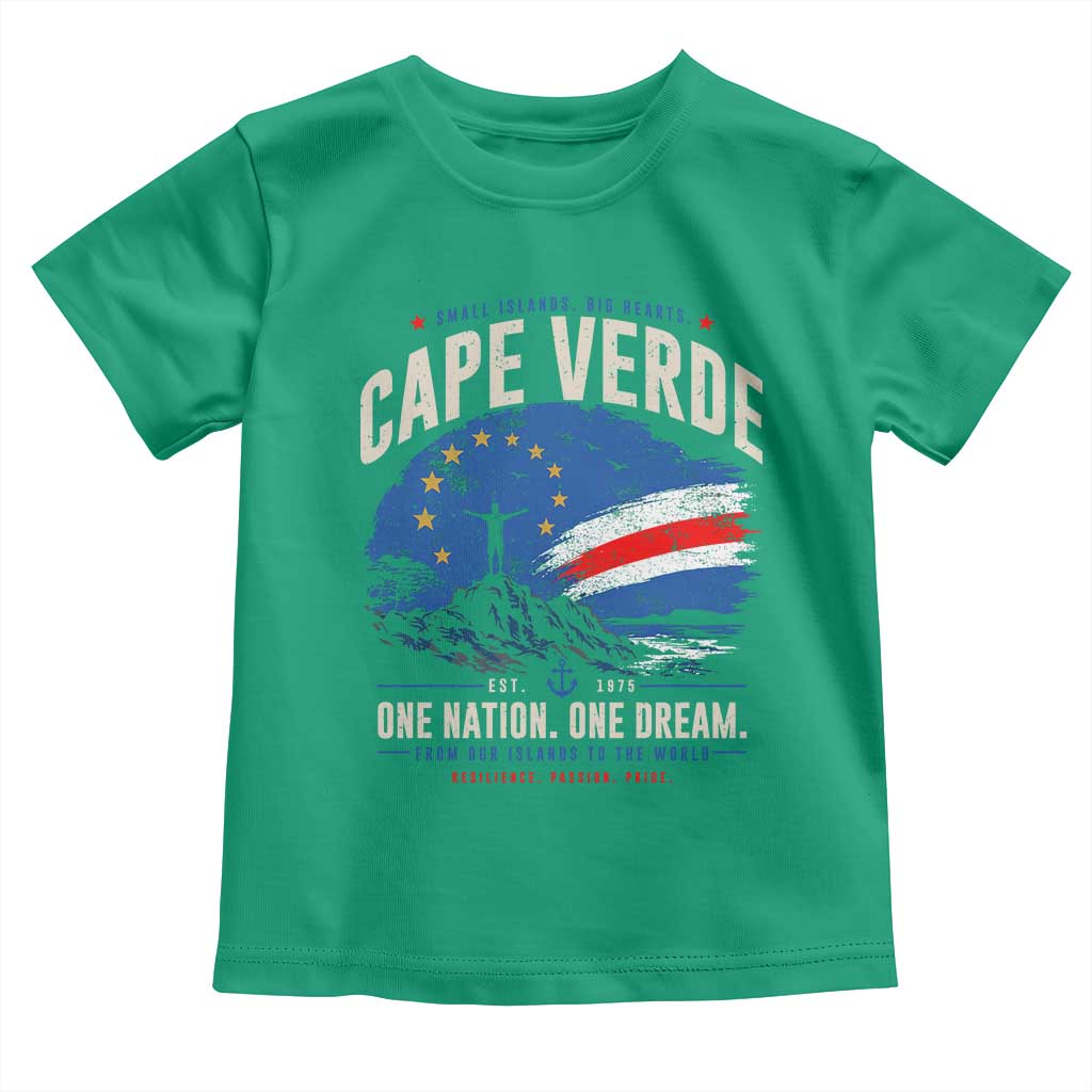 Cape Verde Small Islands Big Hearts Pride Toddler T Shirt Cabo Verde One Nation One Dream Distressed Flag TS02 Irish Green Print Your Wear