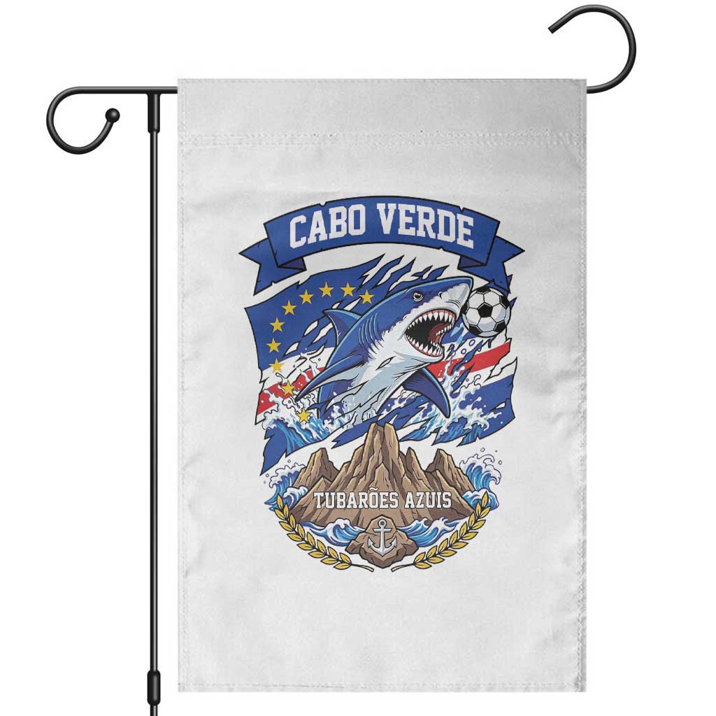 Cabo Verde Tubarões Azuis Soccer Pride Garden Flag Cape Verde Blue Sharks Football Fans TS02 White Print Your Wear