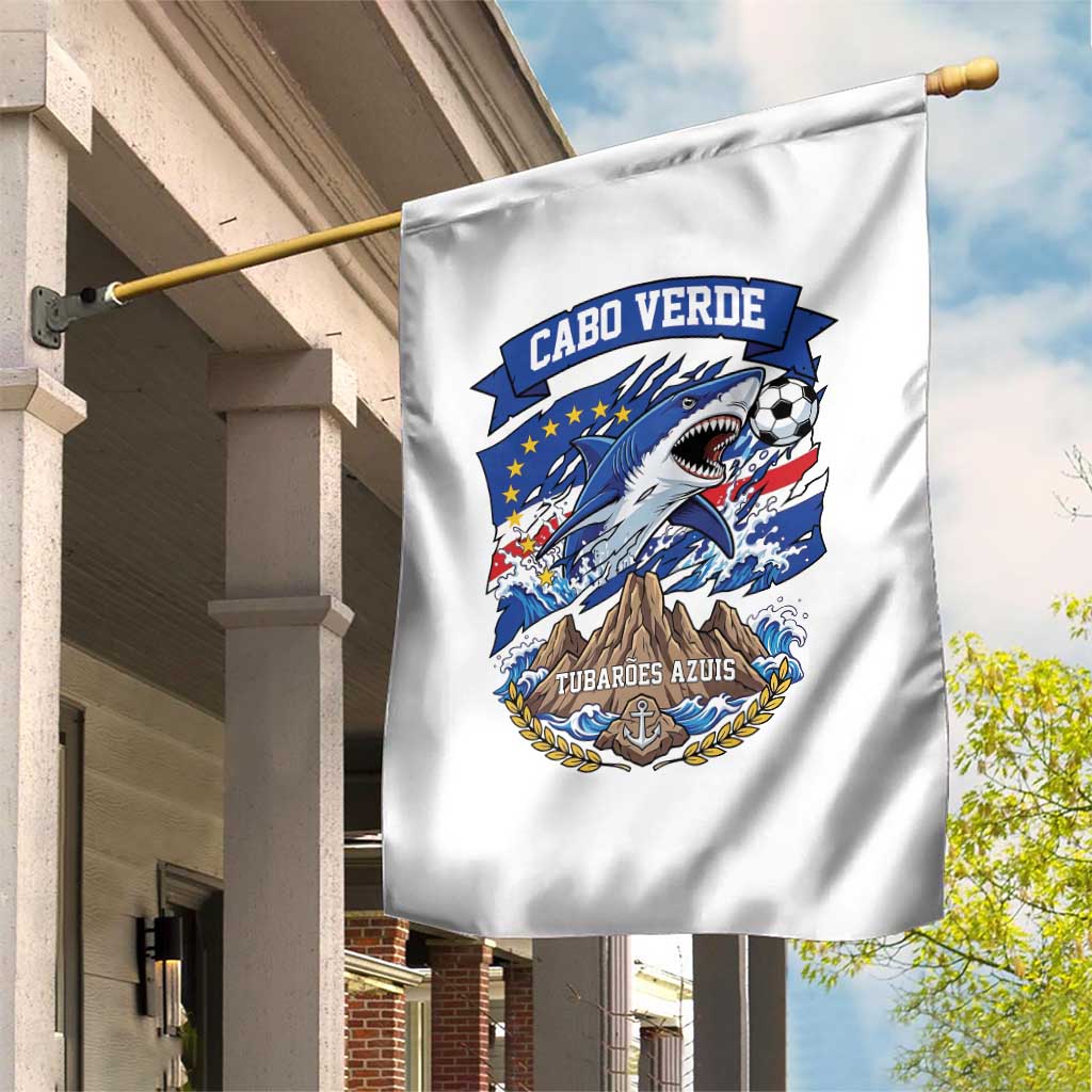 Cabo Verde Tubarões Azuis Soccer Pride Garden Flag Cape Verde Blue Sharks Football Fans TS02 Print Your Wear