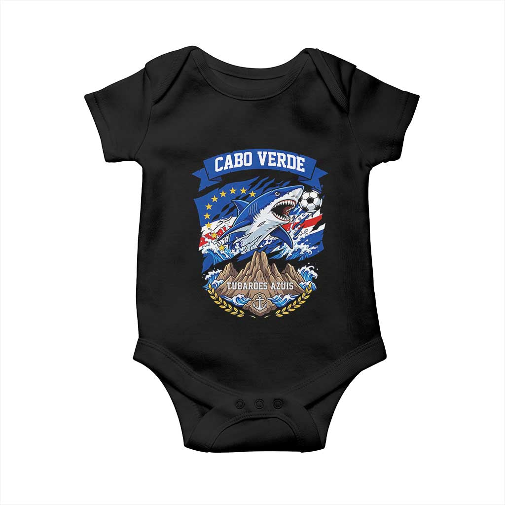 Cabo Verde Tubarões Azuis Soccer Pride Baby Onesie Cape Verde Blue Sharks Football Fans TS02 Black Print Your Wear
