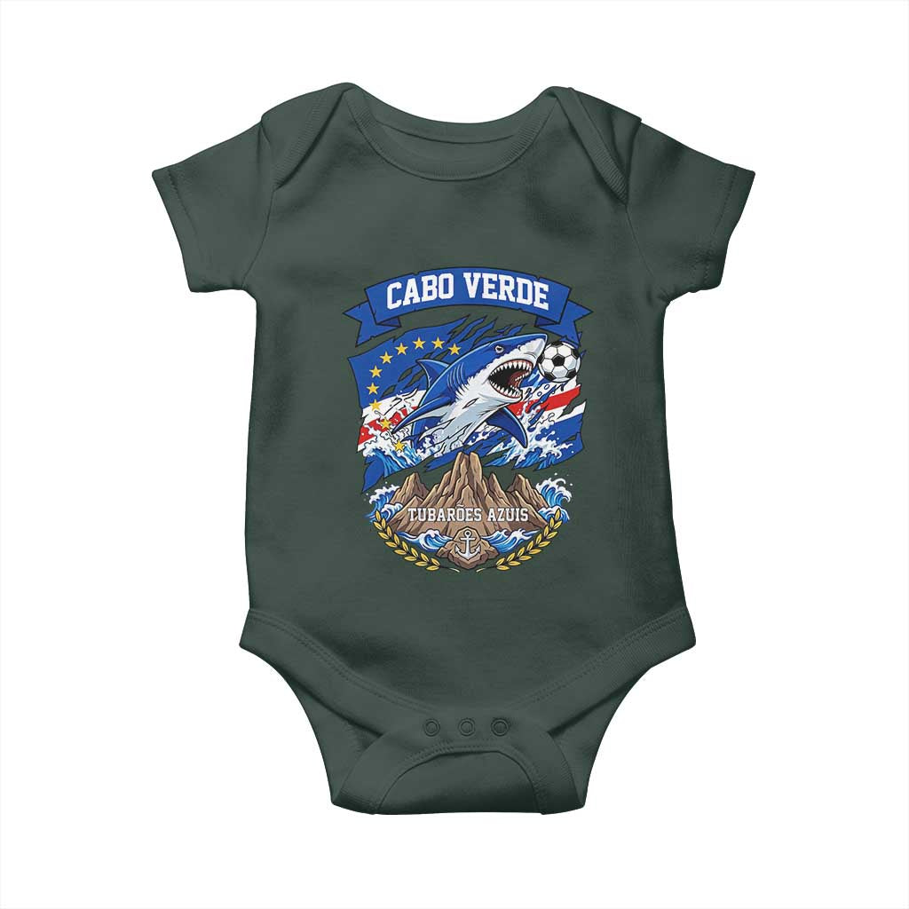 Cabo Verde Tubarões Azuis Soccer Pride Baby Onesie Cape Verde Blue Sharks Football Fans TS02 Dark Forest Green Print Your Wear