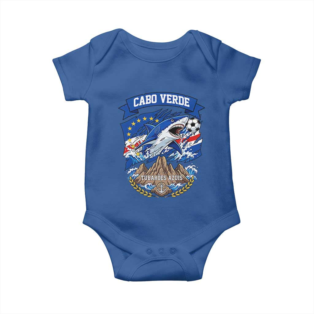 Cabo Verde Tubarões Azuis Soccer Pride Baby Onesie Cape Verde Blue Sharks Football Fans TS02 Royal Blue Print Your Wear