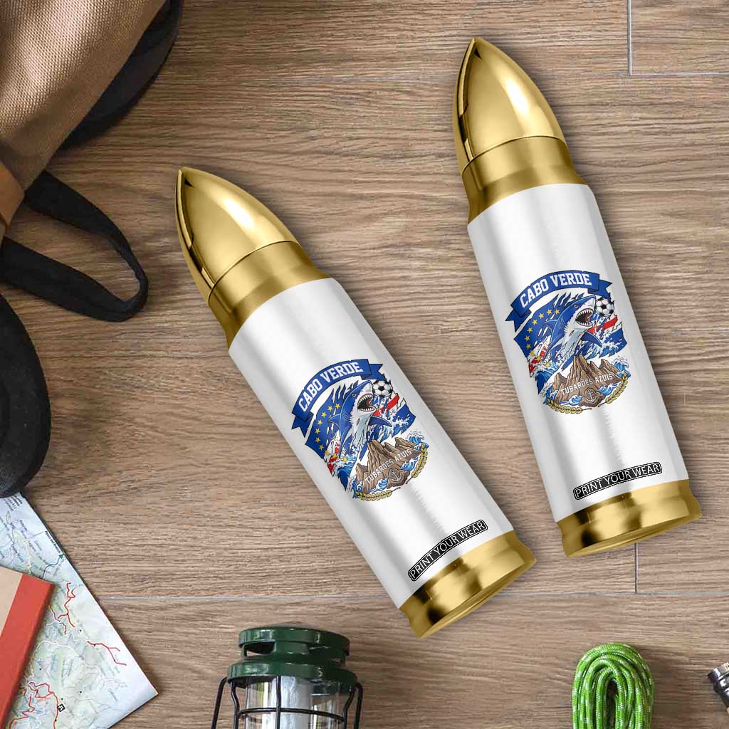 Cabo Verde Tubarões Azuis Soccer Pride Bullet Tumbler Cape Verde Blue Sharks Football Fans TS02 Print Your Wear