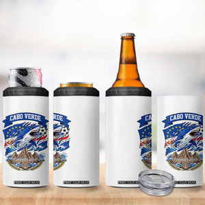 Cabo Verde Tubarões Azuis Soccer Pride 4 in 1 Can Cooler Tumbler Cape Verde Blue Sharks Football Fans TS02 Print Your Wear