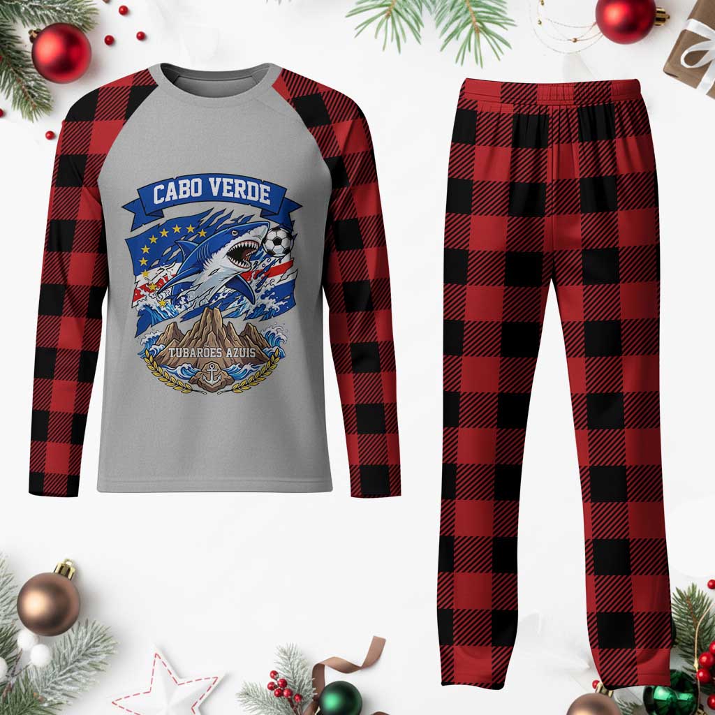 Cabo Verde Tubarões Azuis Soccer Pride Plaid Pajama Set Cape Verde Blue Sharks Football Fans TS02 Buffalo Plaid Print Your Wear