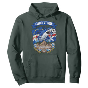 Cabo Verde Tubarões Azuis Soccer Pride Hoodie Cape Verde Blue Sharks Football Fans TS02 Dark Forest Green Print Your Wear